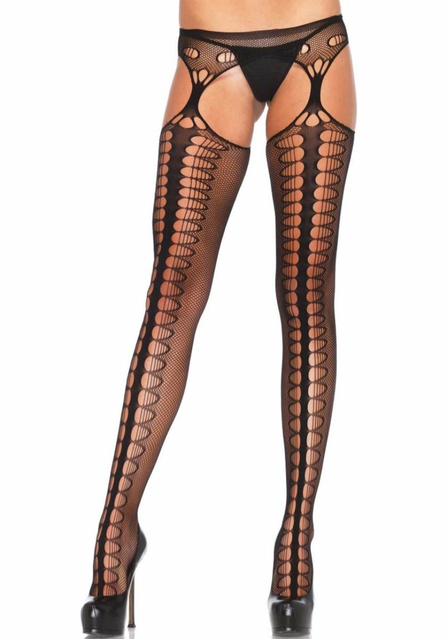 Leg Avenue Straps-Look Netzstrumpfhose New