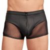 NEK Herren Boxershort Mit Reisverschluss In Lederoptik - Schwarz Clearance