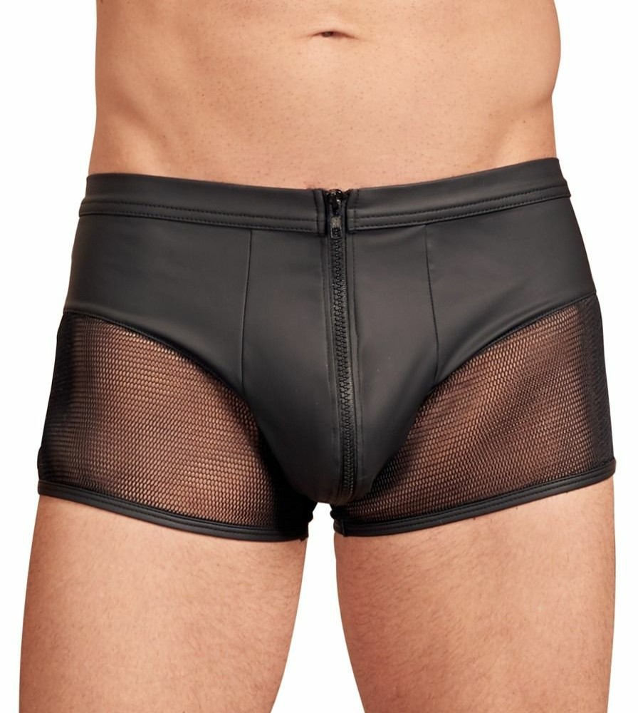 NEK Herren Boxershort Mit Reisverschluss In Lederoptik - Schwarz Clearance