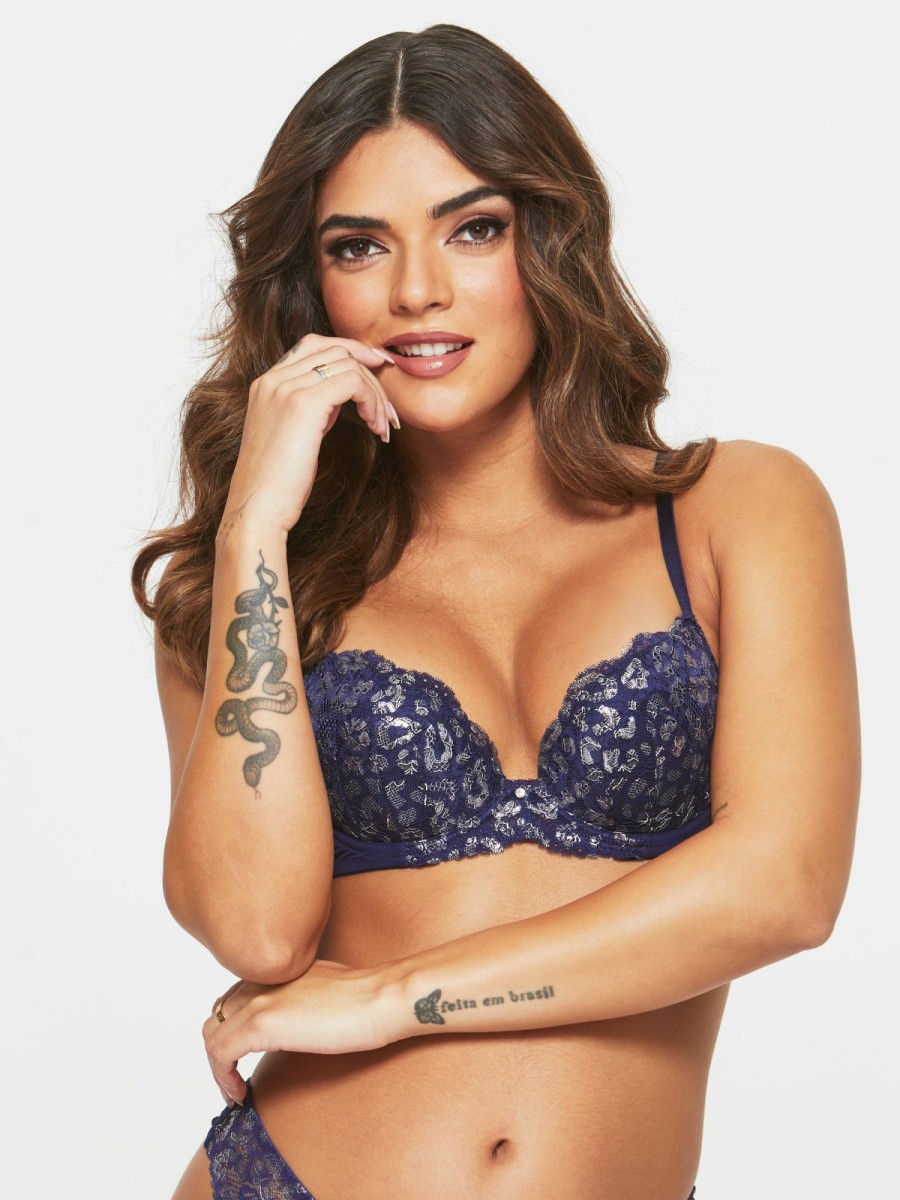 Ann Summers Sexy Spitzen Planet Vorgeformter Bh - Blau/Silber Hot