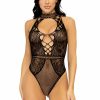 Leg Avenue Netz-Bodysuit Mit Spitze - Schwarz New