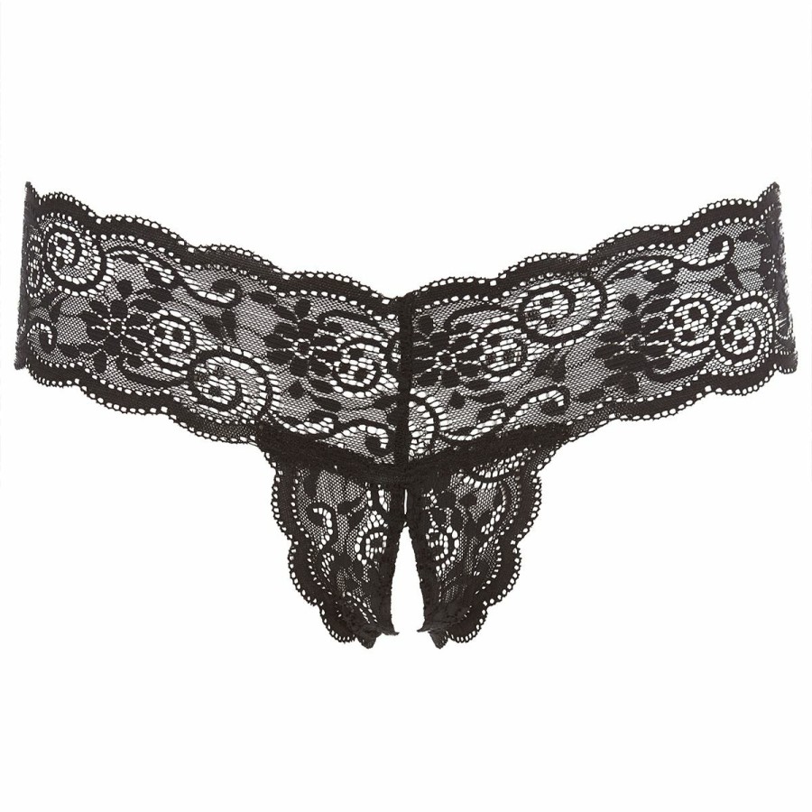 Rene Rofe Love Story Spitzen Ouvert-Tanga - Schwarz Best