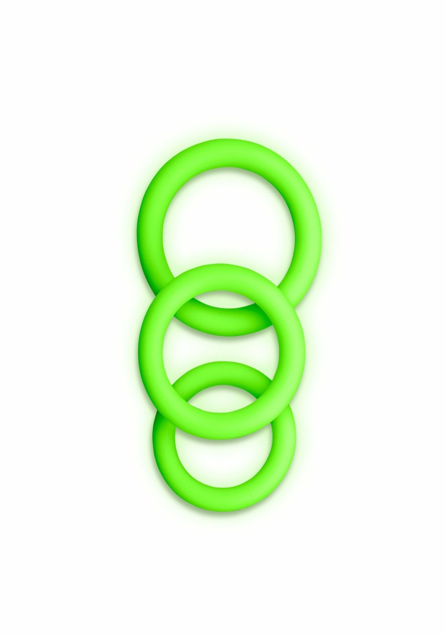 Ouch Cockring-Set 3-Teilig - Glow In The Dark - Neon Grun Best