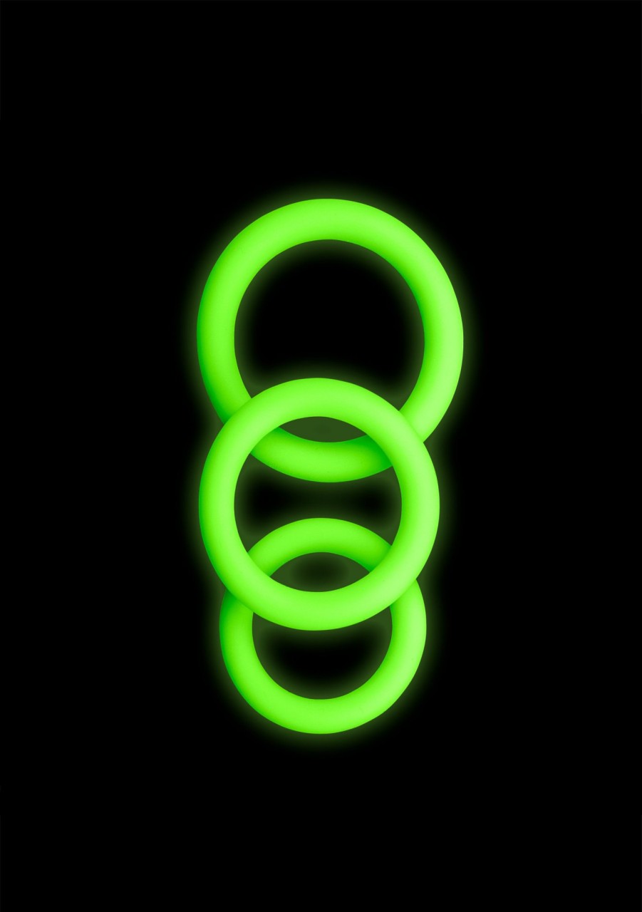 Ouch Cockring-Set 3-Teilig - Glow In The Dark - Neon Grun Best