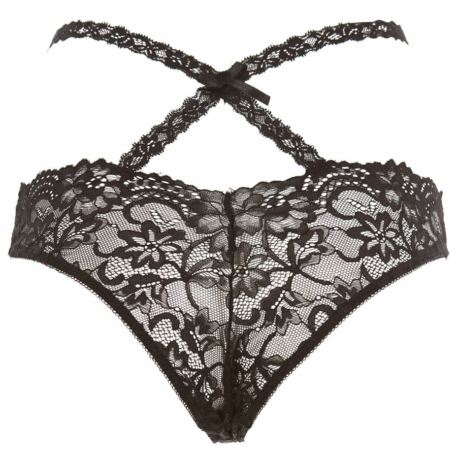 Rene Rofe Oh My Lace Spitzenhoschen Mit Offenem Schritt - Schwarz Clearance