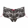 Rene Rofe Spitzen-Slip Mit Offenem Schritt - Schwarz/Rosa Hot