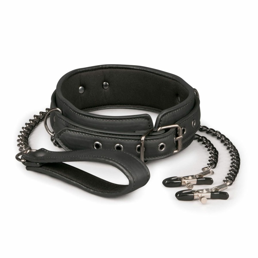 Easytoys Fetish Collection Lederhalsband Mit Nippelketten Clearance