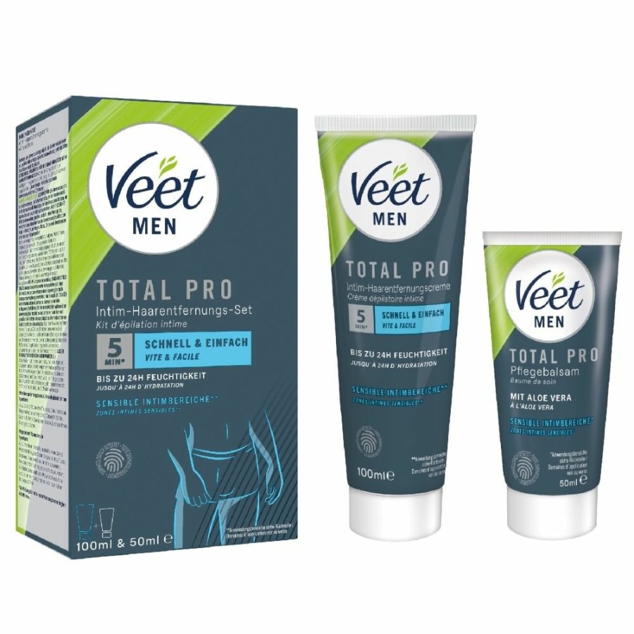 Veet Veet Men Intim-Haarentfernungs-Set Fur Manner - 100 Ml Tube & 50 Ml Balsam Hot