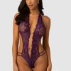 Christine Renee Spitzen-Tanga-Bodysuit - Lila Hot