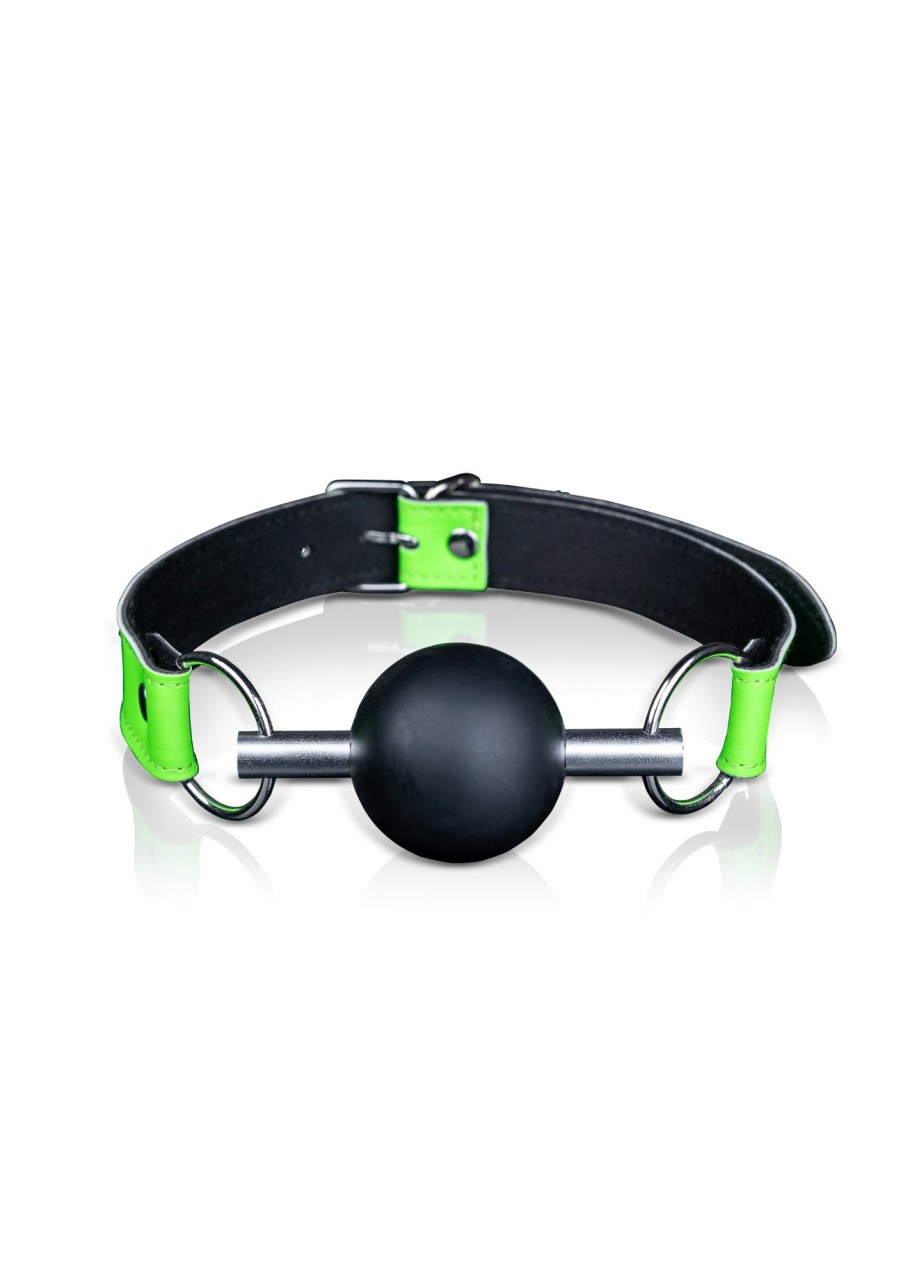 Ouch Solid Ball Gag Glow In The Dark - Neon Grun/Schwarz Clearance