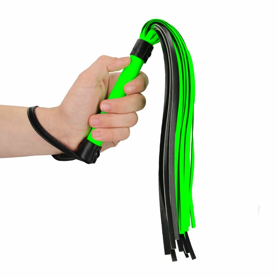 Ouch Flogger - Glow In The Dark - Neon Grun/Schwarz Best