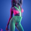 Glow 3-Teiliges Set - Bralette, G-String Und Strapsstrumpfe - Neongrun Hot