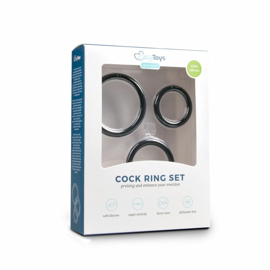 EasyToys Men Only Cockring-Set Mit Drei Verschiedenen Ringgrosen - Schwarz Hot