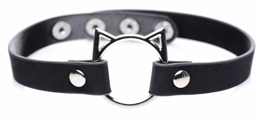 Master Series Kinky Kitty Ring Slim Choker - Schwarz New