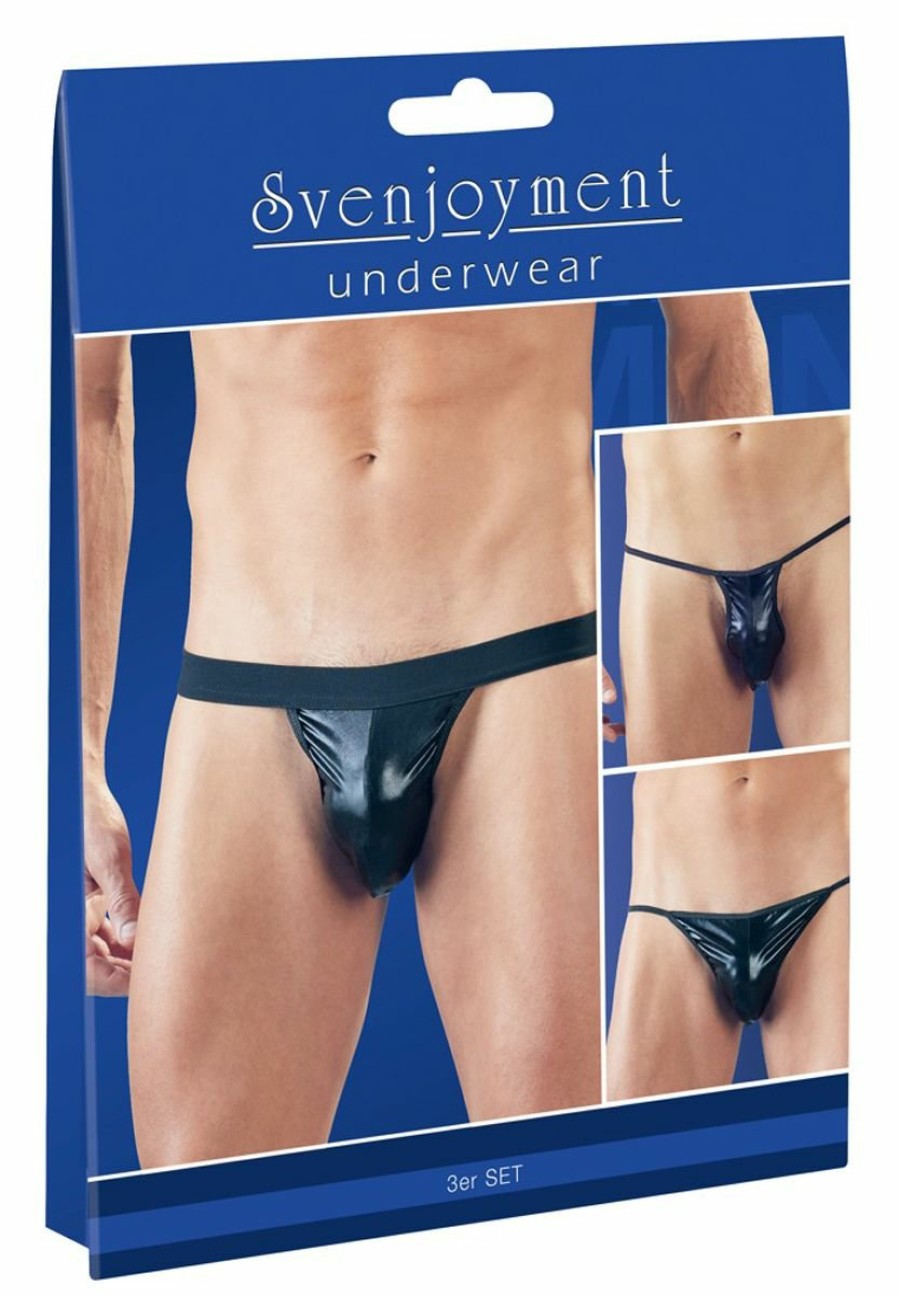 Svenjoyment Underwear 3-Teiliger Wetlook-Tangaset Hot