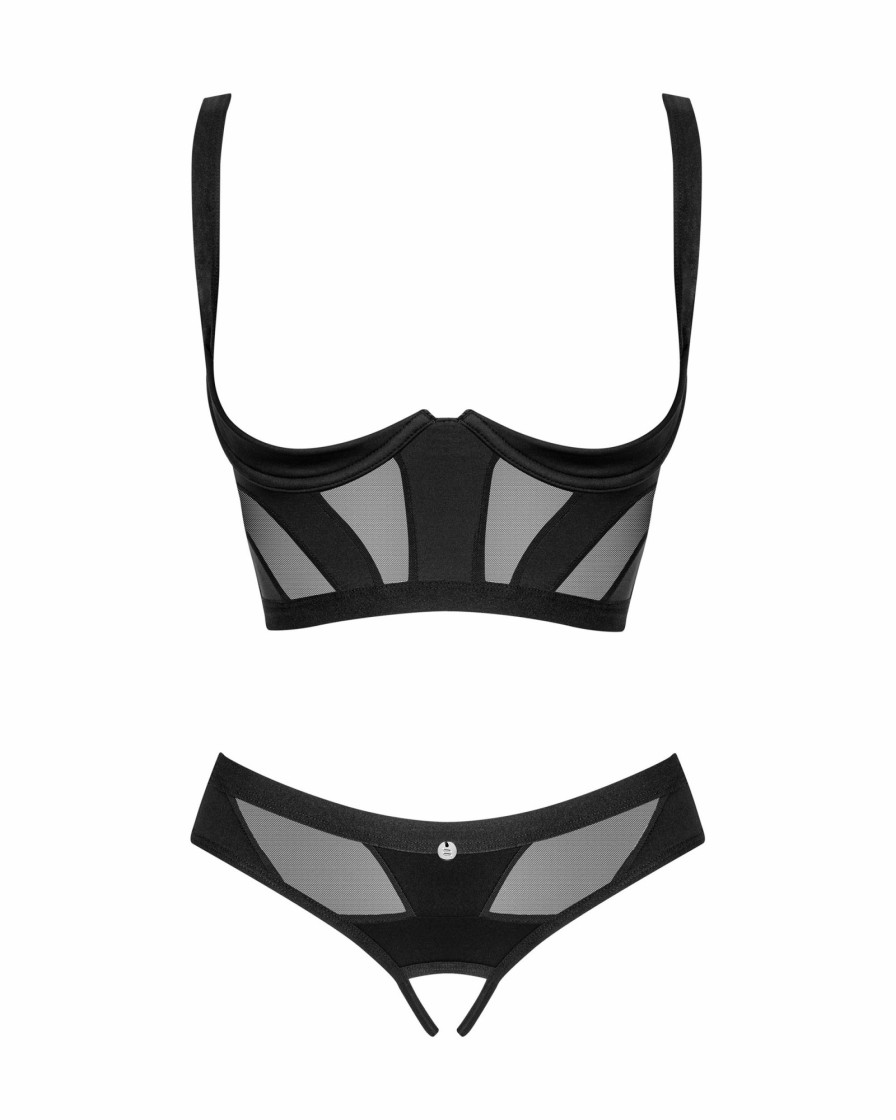 Obsessive Obsessive - Chic Amoria Zweiteiliges Offenes Set - Schwarz Hot